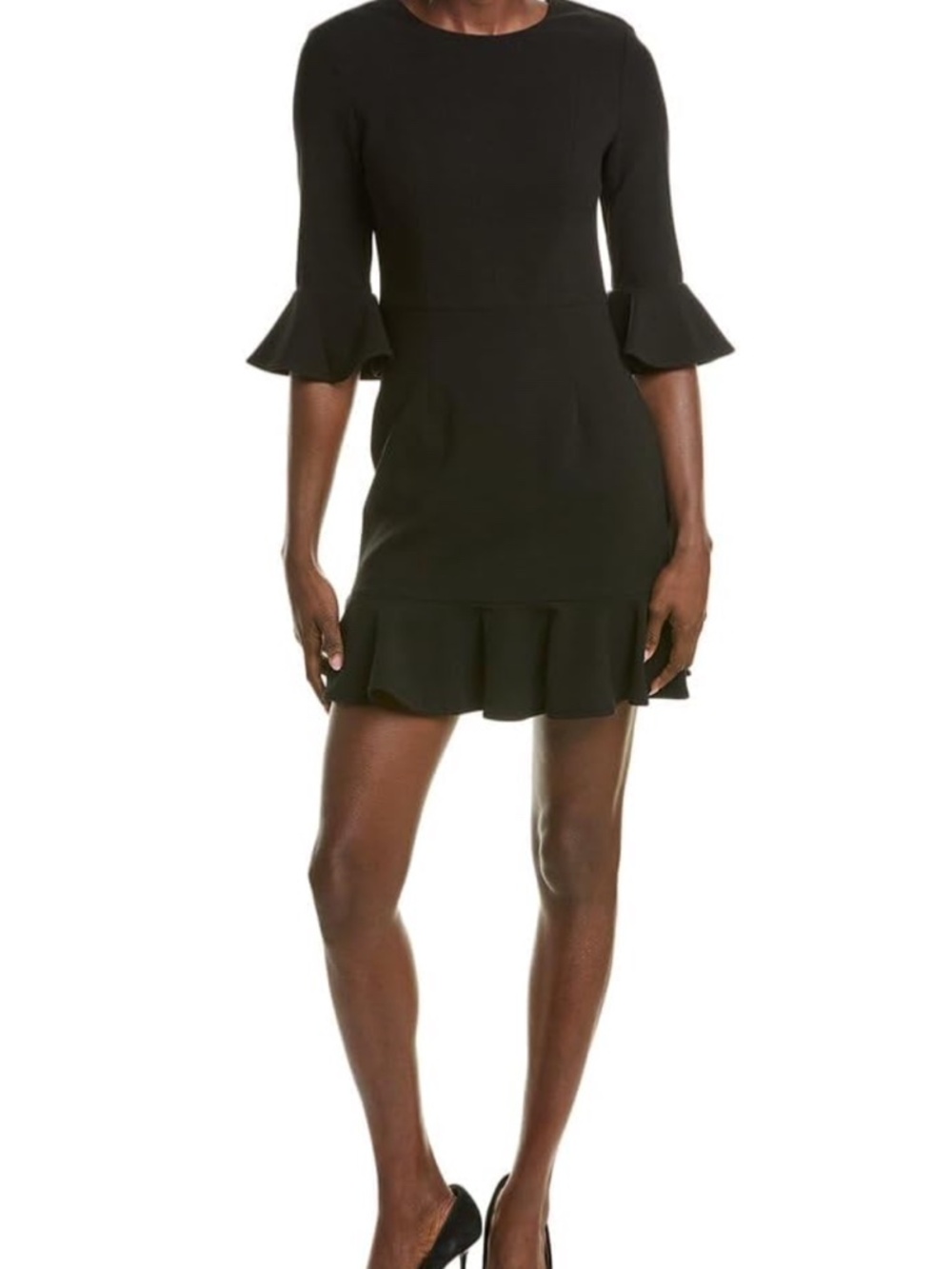 Black Halo Brooklyn Black Ruffle-Sleeve Mini Dress, Size 0, Party, Made in USA